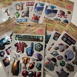 Metallic Puffy Stickers 10 Packs‎ (Space Ocean Llamas Travel Sports) NEW